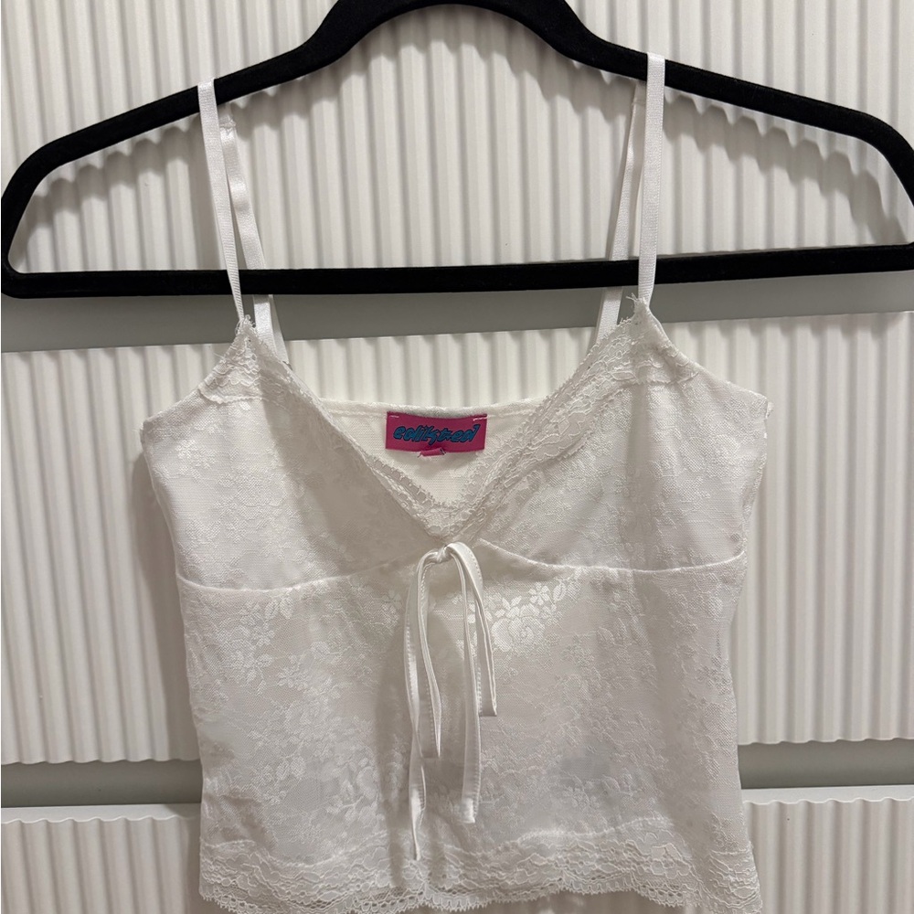 Edikted White Lace Tank Top